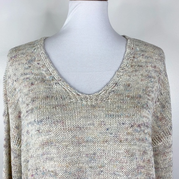 J. JILL Speckled Tan Linen Blend Sweater Sz. M - Picture 9 of 12